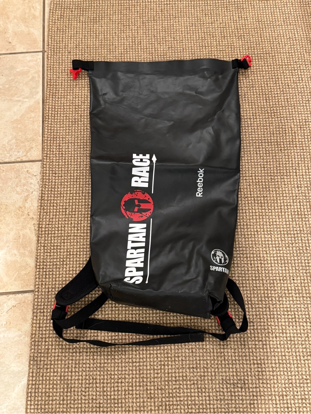 Vintage Reebok Spartan Race Black Dry Bag Backpack - made for staff